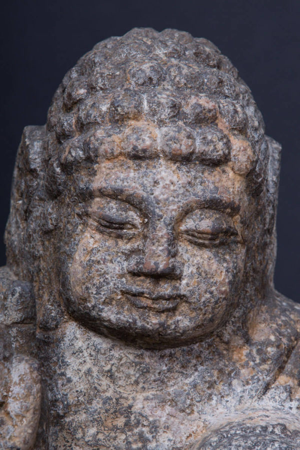 Hand-carved Seated Stone Buddha, China