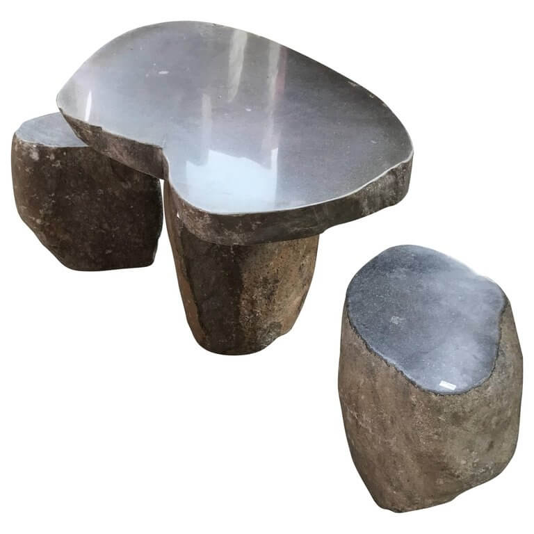 Hand Carved Garden Stone Table Stools Four Pieces Solid Limestone Immediate Use Schneible Fine Arts Llc - Stone Garden Stools
