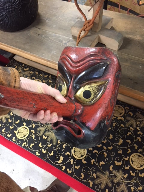 Japan Important Large Tengu Mask 19th Century Signature Backside Schneible Fine Arts Llc