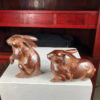 Pair cast bronze rabbits
