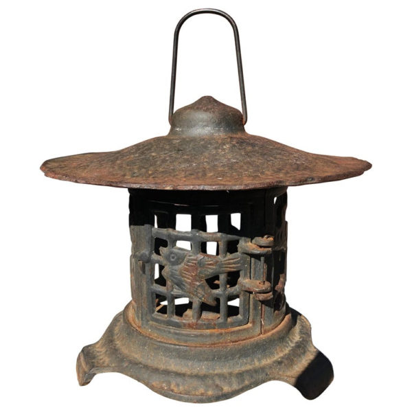 antique lantern, with a "Bird and Bamboo" motif