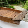 wooden boat display for flowers or sushi