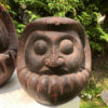 carved Daruma wooden good luck sculptures