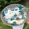 Three Garden Scene Ceramic Bowls in Vivid Hand-painted Color