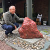 Red, Natural Mountain Shape Scholar Viewing Stone, Spirit Rock