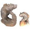 Bears & Salmon Catch Fine Pair Hand-Carved Cryptomeria Wood, Ainu