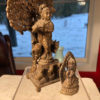 Vintage Hand Cast Bronze India Player and Buddha Attendant