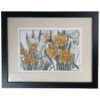 Framed Woodblock Antique Flower Print "Daffodils"