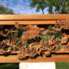 Antique Hand Carved "Magnificent Cranes Pair" Garden Screen Signed