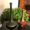 Japan Vintage Pair of Modernist Flower Bud Ikebana Bronze Vases, Signed