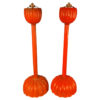 Pair of Antique Red Lacquer Candleholders