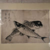 Four Antique "Fish" Hand Painted Sumi Ink Original Drawings, Frameable