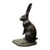 Tall Old Bronze Rabbit With Chocolate Patina & Fine Details, Signed