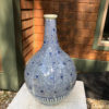 Big 14" Antique Brilliant Blue Painted Vase, Karakusa Vines