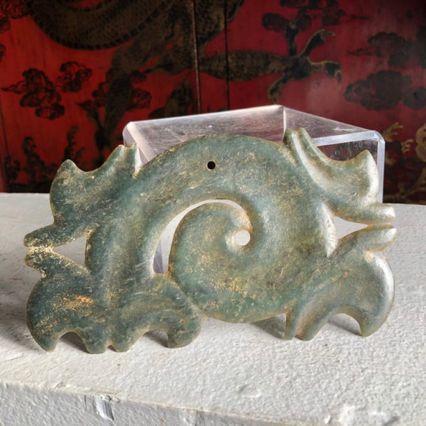 Hongshan Culture Jade "Double Dragon" Cloud Ornament