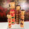 Family Four Old Japanese Famous Kokeshi Dolls, Hand Painted & Signed