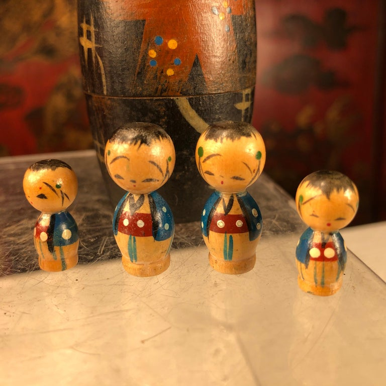 Details about   Vintage Miniature Japanese Wooden Kokeshi Doll Bobble Head 