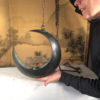 Japanese Big Antique Bronze Crescent Moon Lantern and Planter