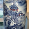 Tall Monumental Hand painted Blue & White Palace Vases
