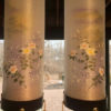 Pair Silk "Spring Flowers" Hanging Lantern Lights