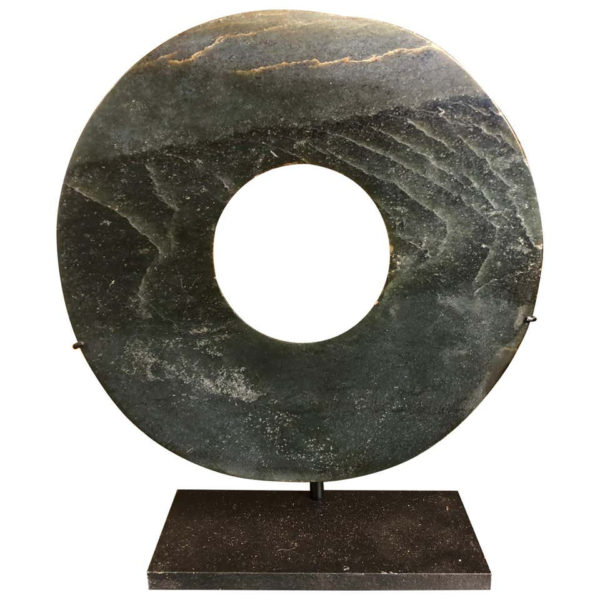 Important Ancient Heavenly Jade Bi Disc with Rich Green Color
