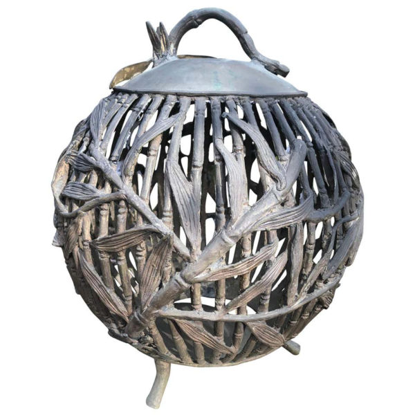 Japanese Antique Bronze "Bamboo Sphere" Garden Lantern