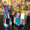 Lu Klopfer Pair Colorful Handmade and Hand Glazed Art Vessels