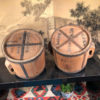 Antique "Signed Pair" Wood Rice Measures
