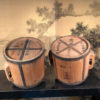 Antique "Signed Pair" Wood Rice Measures