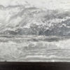 Gray and White "Seaside Mountains" Landscape Unique Work of Art, Signed