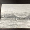 Gray and White "Seaside Mountains II" Landscape Unique Work of Art, Signed