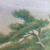 Japanese Antique Silk Screen "Beautiful Beach , Boats & Mountains " Landscape