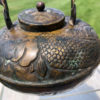 Japanese Antique Handcrafted Copper Water Pot "Koi & Waves"