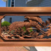 Japanese Fine Antique Hand Carved "Flying Crane & Trees" Screen