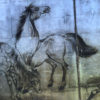 apan Silver Leaf Two-Panel Screen Three Grazing Horses