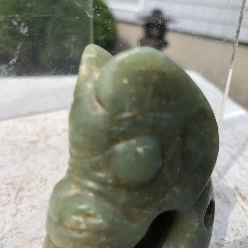 2019Chinese Natural Jade Green Jade Hand-carved Dragon Ship Sculpture