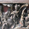 Antique "Eight Immortal Gods" Hand Carved Lintel Sculpture, 19c