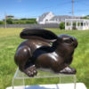Fine Pair of Big Bronze "Chocolate Rabbits" from Old Japan