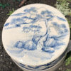Fine Vintage Hand-Glazed Blue and White Garden Stool Seat