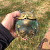 Japanese Gold Gilt Bronze Owl with Original Box