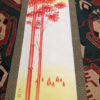 Japanese "Brilliant Red Bamboo" Fine Hand Painted Scroll Signed