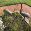Japanese Old Hand Cast Pair Bronze Garden Cranes