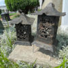 Japanese Pair Antique "Vibrant Vines" Flower Garden Lanterns