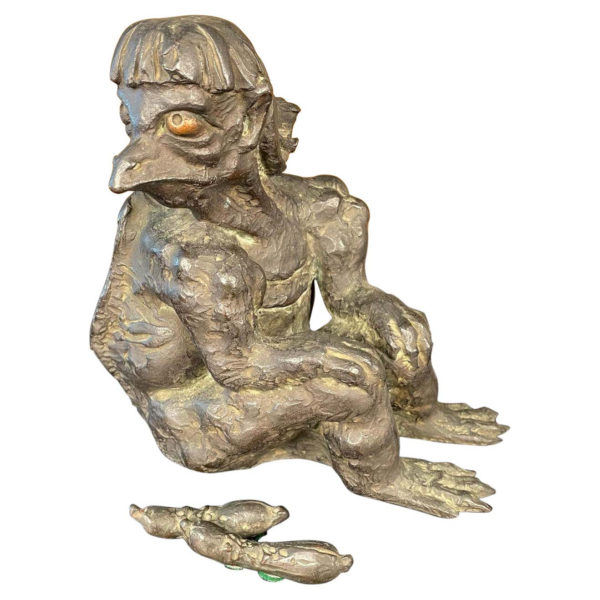 Japanese Antique Bronze Folk Art Kappa, 19th Century