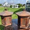Japanese Pair Antique Classic Door Panel Garden Lanterns