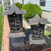 Japanese Pair Antique "Natures Green Garden" Flower Garden Lanterns