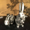 Japanese Old Signed "Red Eye" Rabbit Pair