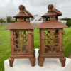 Chinese Export Matching Pair Old Flower Lily Lanterns