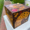 Antique Folk Art Painted Playing Card Games Box 1930