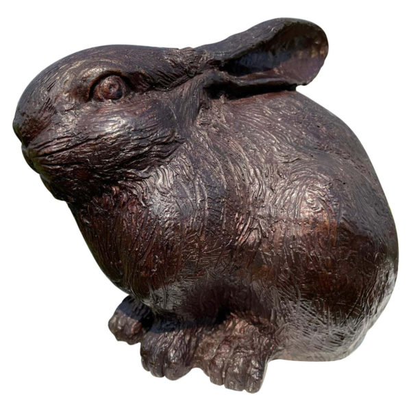 Japanese Fine Large Old Classic Furry Bronze Rabbit